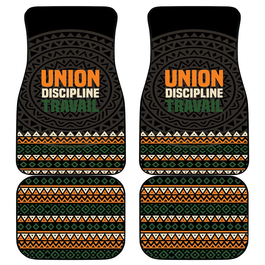 Ivory Coast Car Mats with Ethnic Geometric Pattern and National Motto Design - Wonder Print Shop