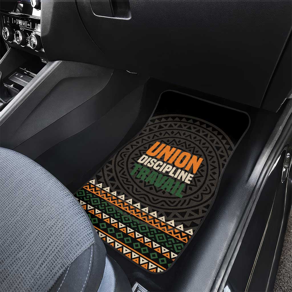 Ivory Coast Car Mats with Ethnic Geometric Pattern and National Motto Design - Wonder Print Shop