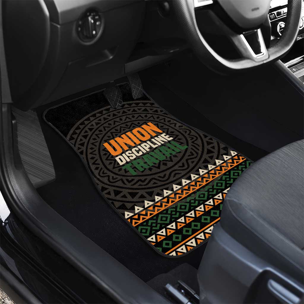Ivory Coast Car Mats with Ethnic Geometric Pattern and National Motto Design - Wonder Print Shop