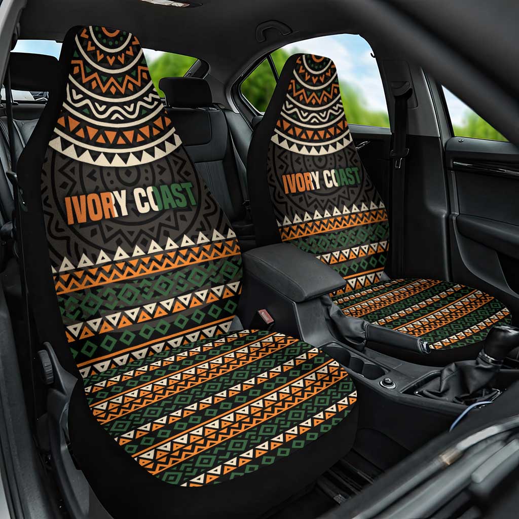 Ivory Coast Car Seat Cover with Ethnic Geometric Pattern and National Motto Design - Wonder Print Shop