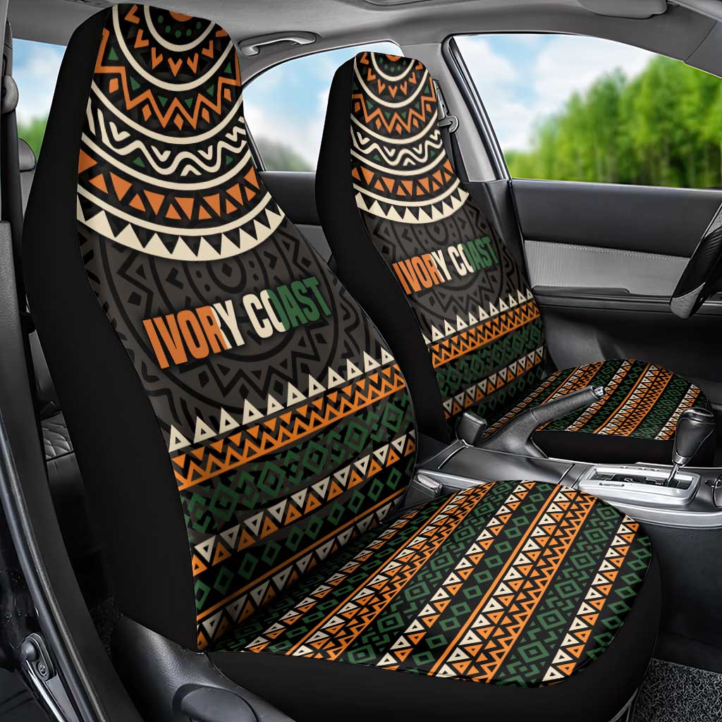 Ivory Coast Car Seat Cover with Ethnic Geometric Pattern and National Motto Design - Wonder Print Shop