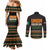 Ivory Coast Couples Matching Mermaid Dress and Long Sleeve Button Shirt with Ethnic Geometric Pattern and National Motto Design - Wonder Print Shop