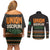 Ivory Coast Couples Matching Off Shoulder Short Dress and Long Sleeve Button Shirt with Ethnic Geometric Pattern and National Motto Design - Wonder Print Shop