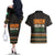 Ivory Coast Couples Matching Off The Shoulder Long Sleeve Dress and Hawaiian Shirt with Ethnic Geometric Pattern and National Motto Design - Wonder Print Shop