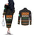 Ivory Coast Couples Matching Off The Shoulder Long Sleeve Dress and Long Sleeve Button Shirt with Ethnic Geometric Pattern and National Motto Design - Wonder Print Shop