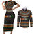Ivory Coast Couples Matching Short Sleeve Bodycon Dress and Long Sleeve Button Shirt with Ethnic Geometric Pattern and National Motto Design - Wonder Print Shop