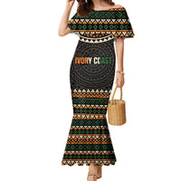 Ivory Coast Family Matching Mermaid Dress and Hawaiian Shirt with Ethnic Geometric Pattern and National Motto Design - Wonder Print Shop