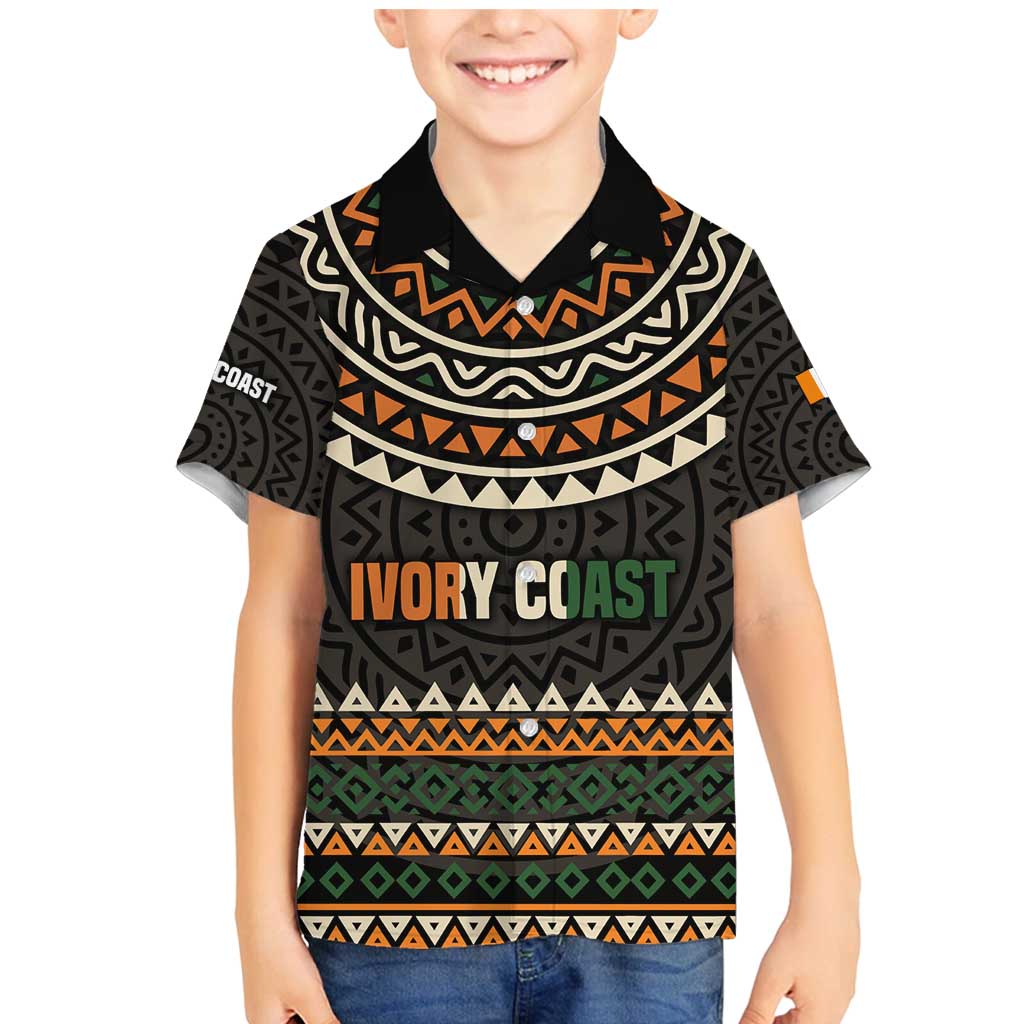 Ivory Coast Family Matching Mermaid Dress and Hawaiian Shirt with Ethnic Geometric Pattern and National Motto Design - Wonder Print Shop