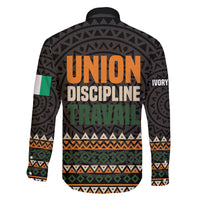 Ivory Coast Family Matching Off The Shoulder Long Sleeve Dress and Hawaiian Shirt with Ethnic Geometric Pattern and National Motto Design - Wonder Print Shop