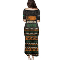 Ivory Coast Family Matching Puletasi and Hawaiian Shirt with Ethnic Geometric Pattern and National Motto Design - Wonder Print Shop