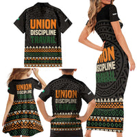 Ivory Coast Family Matching Short Sleeve Bodycon Dress and Hawaiian Shirt with Ethnic Geometric Pattern and National Motto Design - Wonder Print Shop