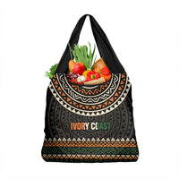 Ivory Coast Grocery Bag with Ethnic Geometric Pattern and National Motto Design - Wonder Print Shop