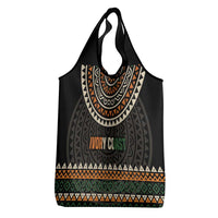 Ivory Coast Grocery Bag with Ethnic Geometric Pattern and National Motto Design - Wonder Print Shop