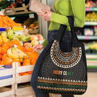 Ivory Coast Grocery Bag with Ethnic Geometric Pattern and National Motto Design - Wonder Print Shop