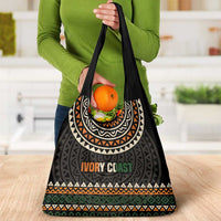 Ivory Coast Grocery Bag with Ethnic Geometric Pattern and National Motto Design - Wonder Print Shop