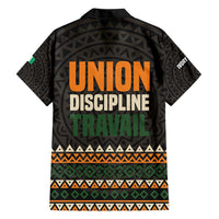 Ivory Coast Hawaiian Shirt with Ethnic Geometric Pattern and National Motto Design - Wonder Print Shop