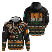 Ivory Coast Hoodie with Ethnic Geometric Pattern and National Motto Design - Wonder Print Shop