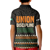 Ivory Coast Kid Polo Shirt with Ethnic Geometric Pattern and National Motto Design - Wonder Print Shop