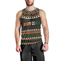 Ivory Coast Men Tank Top with Ethnic Geometric Pattern and National Motto Design - Wonder Print Shop