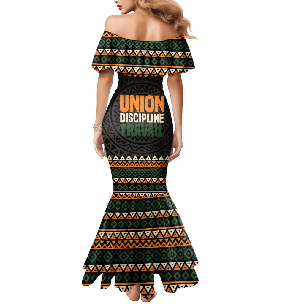 Ivory Coast Mermaid Dress with Ethnic Geometric Pattern and National Motto Design - Wonder Print Shop
