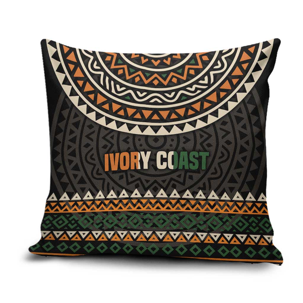 Ivory Coast Pillow Cover with Ethnic Geometric Pattern and National Motto Design - Wonder Print Shop