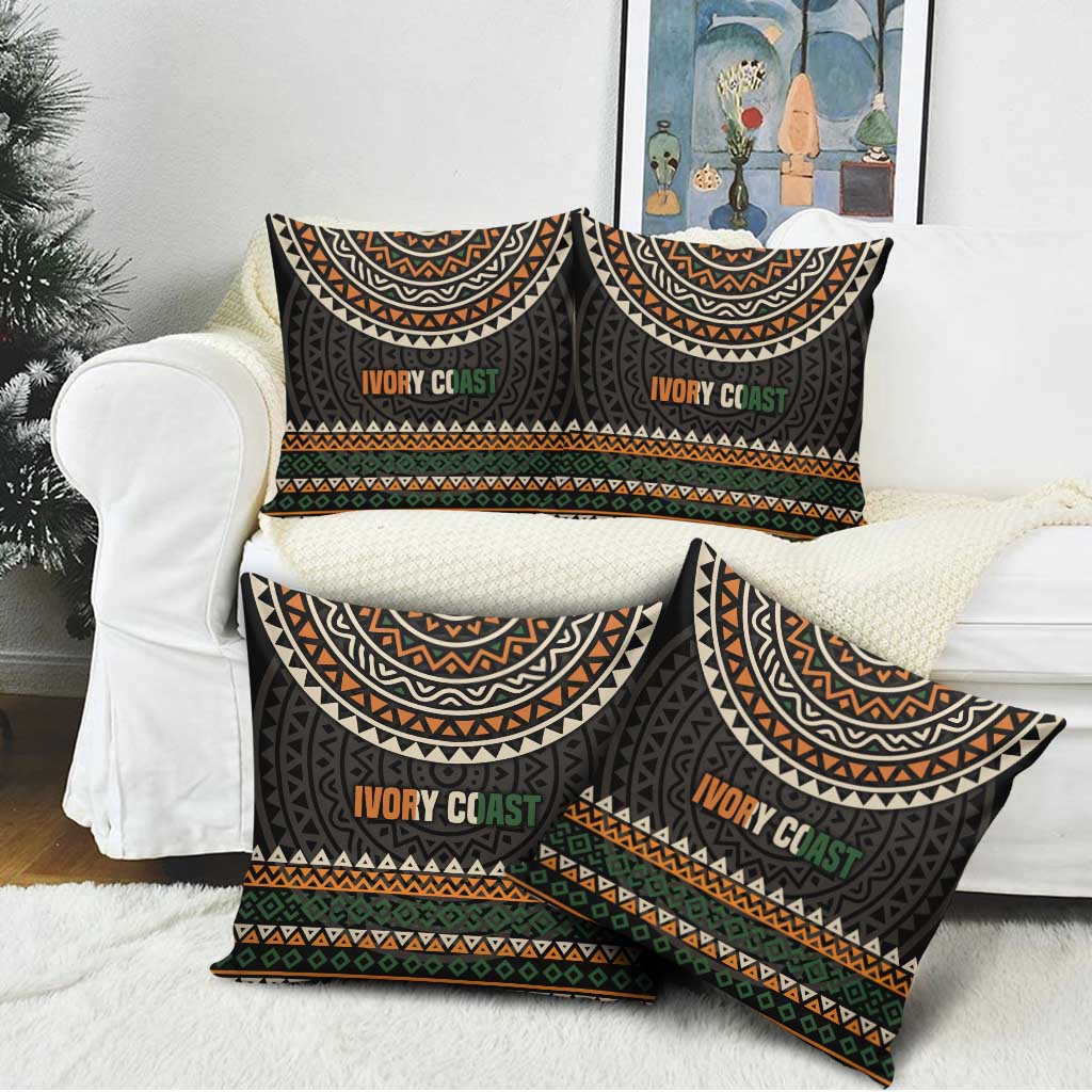 Ivory Coast Pillow Cover with Ethnic Geometric Pattern and National Motto Design - Wonder Print Shop