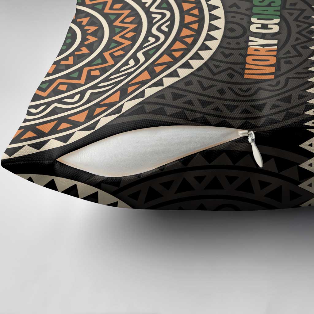 Ivory Coast Pillow Cover with Ethnic Geometric Pattern and National Motto Design - Wonder Print Shop