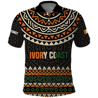 Ivory Coast Polo Shirt with Ethnic Geometric Pattern and National Motto Design - Wonder Print Shop