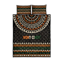 Ivory Coast Quilt Bed Set with Ethnic Geometric Pattern and National Motto Design - Wonder Print Shop