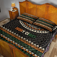 Ivory Coast Quilt Bed Set with Ethnic Geometric Pattern and National Motto Design - Wonder Print Shop