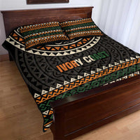 Ivory Coast Quilt Bed Set with Ethnic Geometric Pattern and National Motto Design - Wonder Print Shop