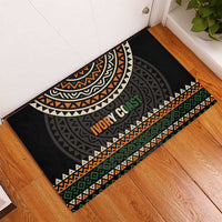 Ivory Coast Rubber Doormat with Ethnic Geometric Pattern and National Motto Design - Wonder Print Shop