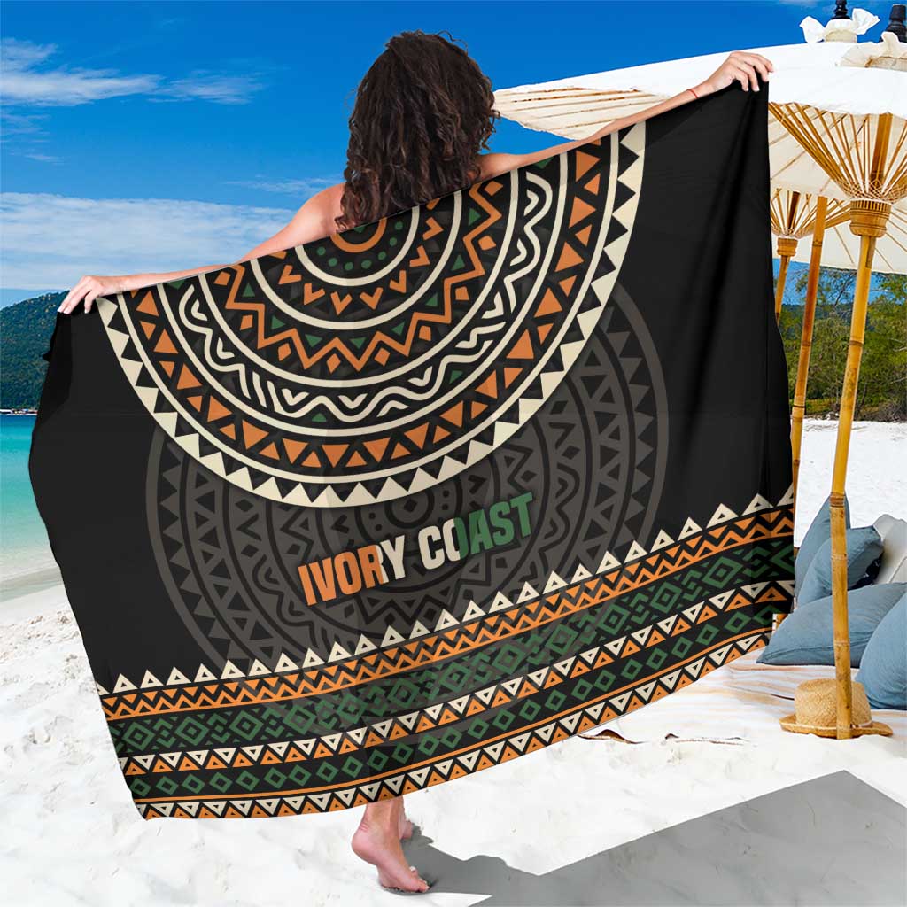 Ivory Coast Sarong with Ethnic Geometric Pattern and National Motto Design - Wonder Print Shop
