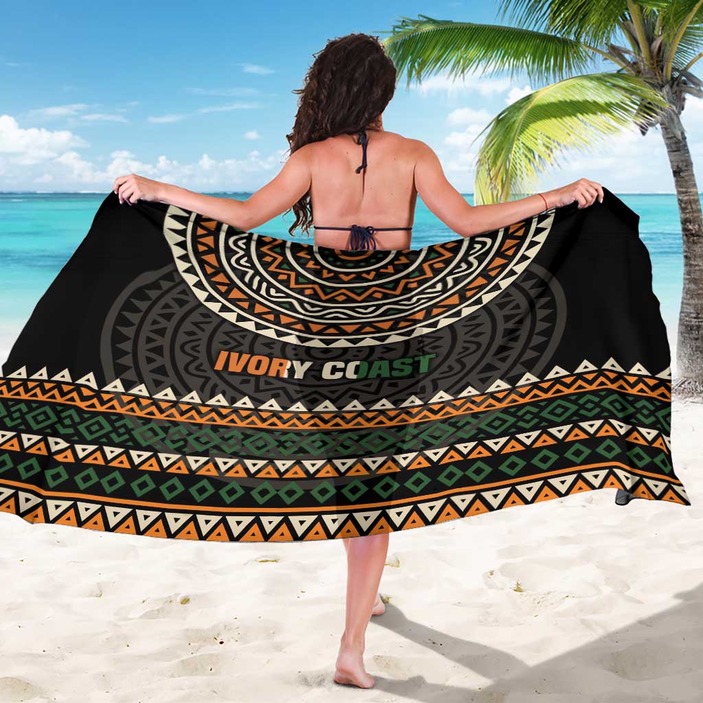 Ivory Coast Sarong with Ethnic Geometric Pattern and National Motto Design - Wonder Print Shop
