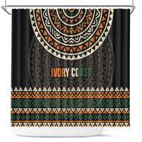 Ivory Coast Shower Curtain with Ethnic Geometric Pattern and National Motto Design - Wonder Print Shop