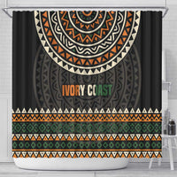 Ivory Coast Shower Curtain with Ethnic Geometric Pattern and National Motto Design - Wonder Print Shop