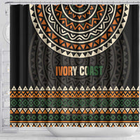 Ivory Coast Shower Curtain with Ethnic Geometric Pattern and National Motto Design - Wonder Print Shop