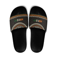 Ivory Coast Slide Sandals with Ethnic Geometric Pattern and National Motto Design - Wonder Print Shop