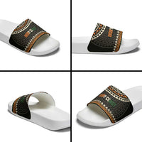 Ivory Coast Slide Sandals with Ethnic Geometric Pattern and National Motto Design - Wonder Print Shop