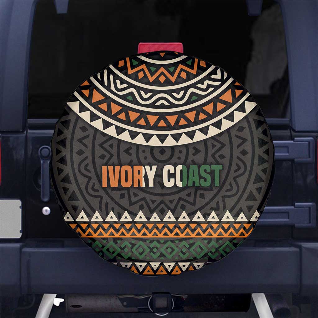 Ivory Coast Spare Tire Cover with Ethnic Geometric Pattern and National Motto Design - Wonder Print Shop