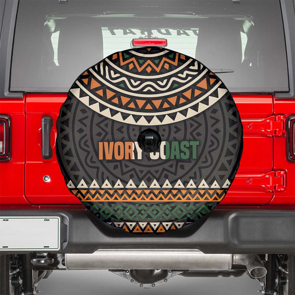 Ivory Coast Spare Tire Cover with Ethnic Geometric Pattern and National Motto Design - Wonder Print Shop