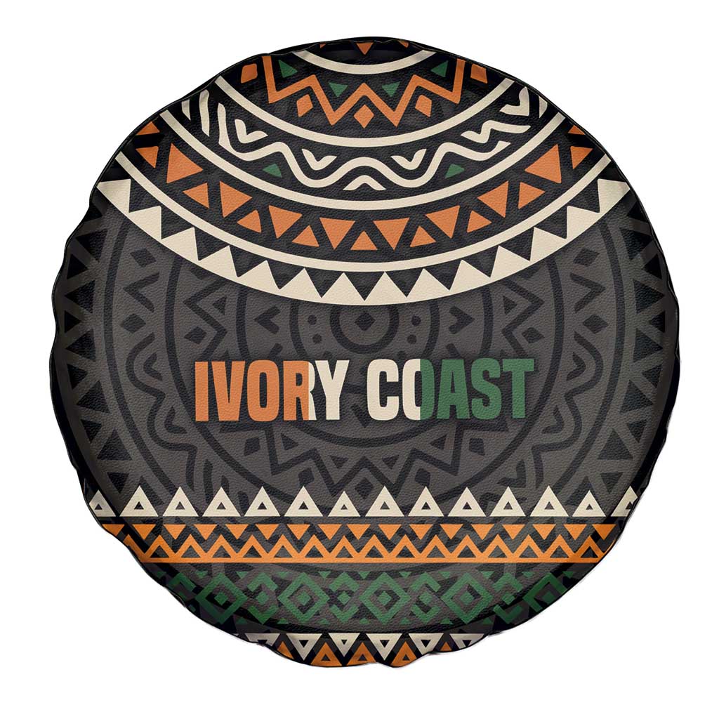 Ivory Coast Spare Tire Cover with Ethnic Geometric Pattern and National Motto Design - Wonder Print Shop