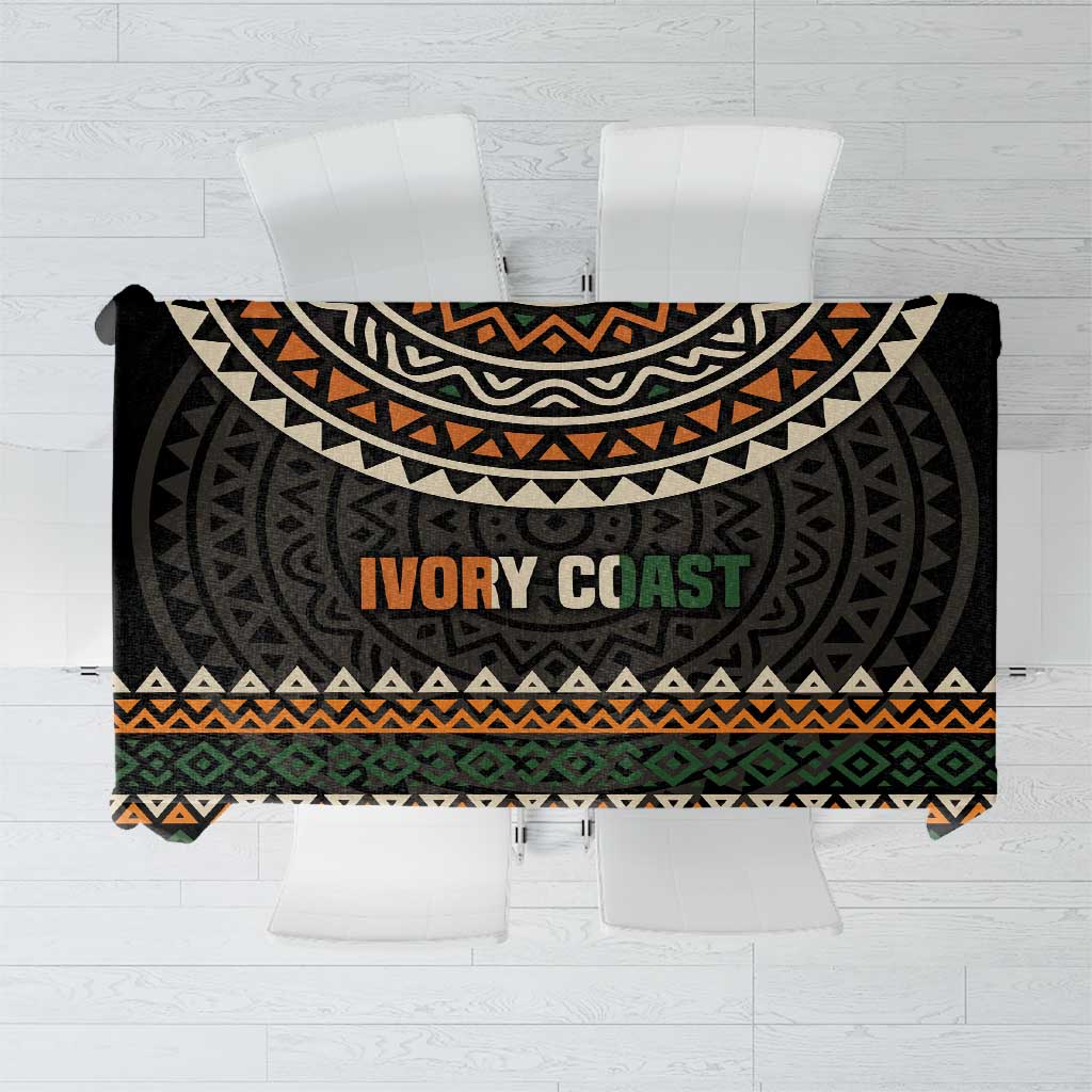 Ivory Coast Tablecloth with Ethnic Geometric Pattern and National Motto Design - Wonder Print Shop