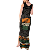 Ivory Coast Tank Maxi Dress with Ethnic Geometric Pattern and National Motto Design - Wonder Print Shop