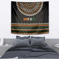 Ivory Coast Tapestry with Ethnic Geometric Pattern and National Motto Design - Wonder Print Shop