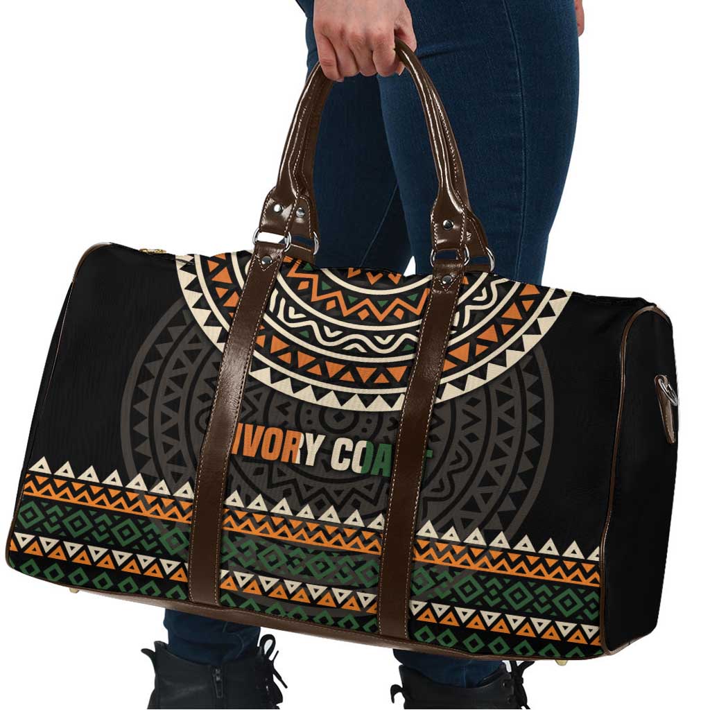 Ivory Coast Travel Bag with Ethnic Geometric Pattern and National Motto Design - Wonder Print Shop