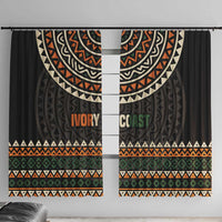 Ivory Coast Window Curtain with Ethnic Geometric Pattern and National Motto Design - Wonder Print Shop