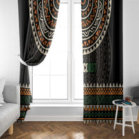 Ivory Coast Window Curtain with Ethnic Geometric Pattern and National Motto Design - Wonder Print Shop