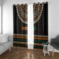 Ivory Coast Window Curtain with Ethnic Geometric Pattern and National Motto Design - Wonder Print Shop