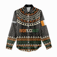 Ivory Coast Women Casual Shirt with Ethnic Geometric Pattern and National Motto Design - Wonder Print Shop